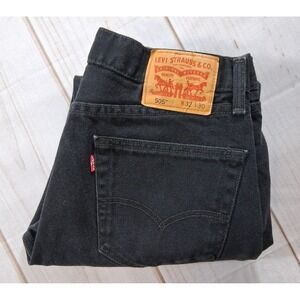 Levi's 505 Regular Fit Mens W32 L30 Black Jeans Straight Leg 100% Cotton 32x30
